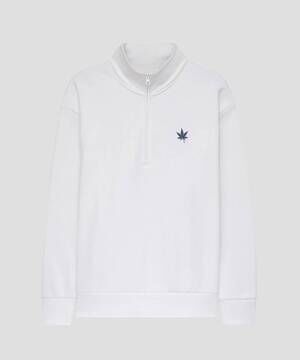 NEW BOAST men's fleece quarter zip sweatshirt in white
